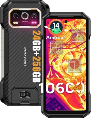 Ulefone Armor Mini 20T Pro 5G Dayanıklı Telefon Termal Kamera, 4,7 inç HD+, MTK Dimensity 6300, 16 GB RAM + 256 GB ROM, 6200 mAh/Kablosuz Şarj, Android 14, 50+32 MP Kamera, LED Işık, NFC/GPS/Yüz Tanıma