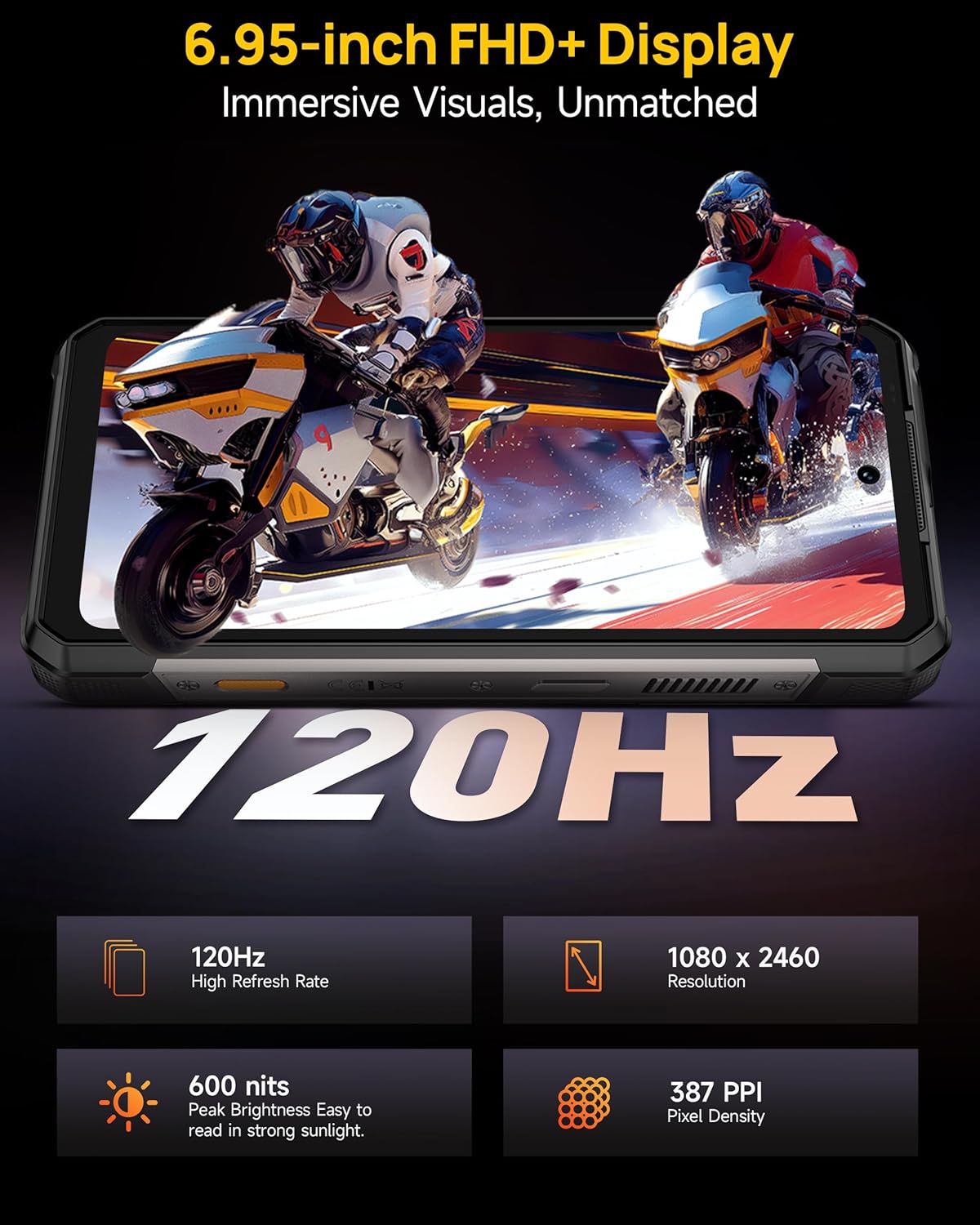 Ulefone Armor 34 5G Sağlam Telefon Kilidi Açık, 32 GB + 512 GB, 25500 mAh 66 W, Android 15, 6,95 inç 120 Hz Corning Gorilla Ekran, 64 MP + 50 MP + 50 MP, Su Geçirmez Telefon, 1100 LM LED ve Uyarı Işığı/Çift 5G/Widevine L1 - Image 5