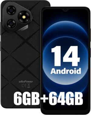 Ulefone Note 19 (6+64GB) Kilidi Açık Cep Telefonu, Android 14 Go Akıllı Telefon, Sekiz Çekirdekli, 6,56 inç HD+, 8 MP+5 MP, 5000 mAh, Global 4G LTE, 3 Kart Yuvası/Yüz Tanıma/GPS - Siyah