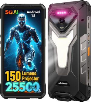 Ulefone Armor 34 Pro 5G Dayanıklı Akıllı Telefon, 150 Lümen Projektör, 32 GB + 512 GB ROM / 2 TB, 25500 mAh 66 W, Android 15, 6,95 inç 120 Hz, 64 MP + 50 MP + 50 MP 32 MP, 1100 LM LED Işık / Su Geçirmez / NFC / Çift 5G / Geniş Bant L1