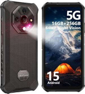 Ulefone Armor X16 Pro 5G Dayanıklı Akıllı Telefon, 16 GB + 256 GB MTK Dimensity 6300 Android 15, 64 MP + 25 MP Ana Kamera, 10360 mAh, 6,56 inç 120 Hz Corning Gorilla Ekran, IP68/69K Su Geçirmez, Widevine L1 - Kum Tepesi