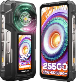 Ulefone Armor 33 Pro 5G Çift Ekranlı Dayanıklı Telefon, 6,95 inç FHD 120 Hz + 3,4 inç Ekran, 25500 mAh (66 W) 32 GB + 512 GB, 50 MP + 50 MP + 64 MP + 32 MP, Sonsuz Halo, 118 dB Hoparlör Android 14 Dayanıklı Akıllı Telefon NFC