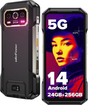 Ulefone Armor 27T Pro 5G termal kamera, Android 14, 24 GB + 256 GB, 10600 mAh / 33 W, MTK Dimensity 6300, 50 MP + 64 MP gece görüşü, 6,78" FHD+, 120 Hz, Çift SIM, mobil parmak izi okuyucu, NFC özellikli sağlam akıllı telefon